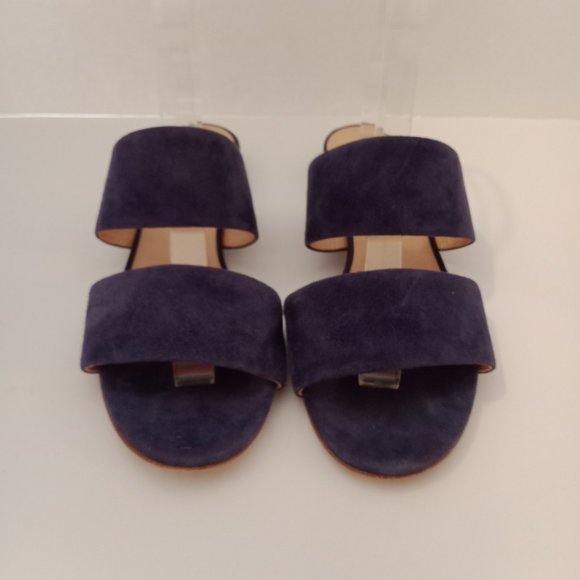 M Gemi Blue Suede Strap Slip On Sandals Shoes Size 37 EU 7 US Made in Italy - Picture 1 of 6